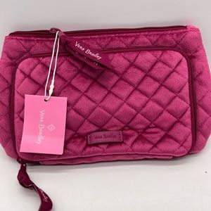 Vera Bradley Majestic Magenta Compact Organizer Quilted Velvet Makeup Bag